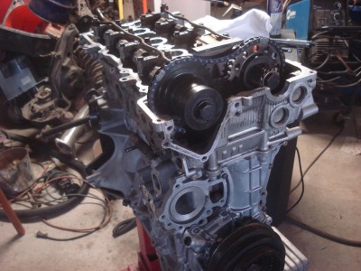 Cams, pulleys, and timing chain installed