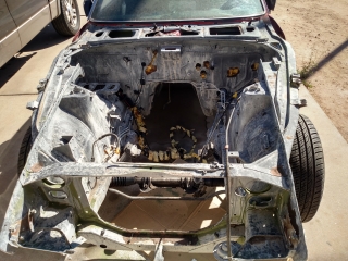 engine out and media blasted for engine bay paint